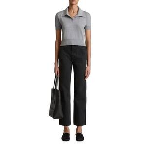Khaite Morgane SS Collared Top in Mercury XS